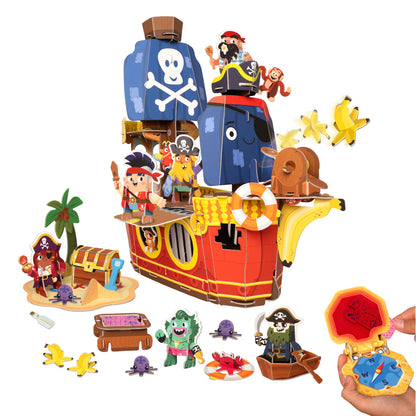 Buildable Pirate Ship Toy for Boys 4 5 6 7 year old Eco Friendly Sustainable Toys