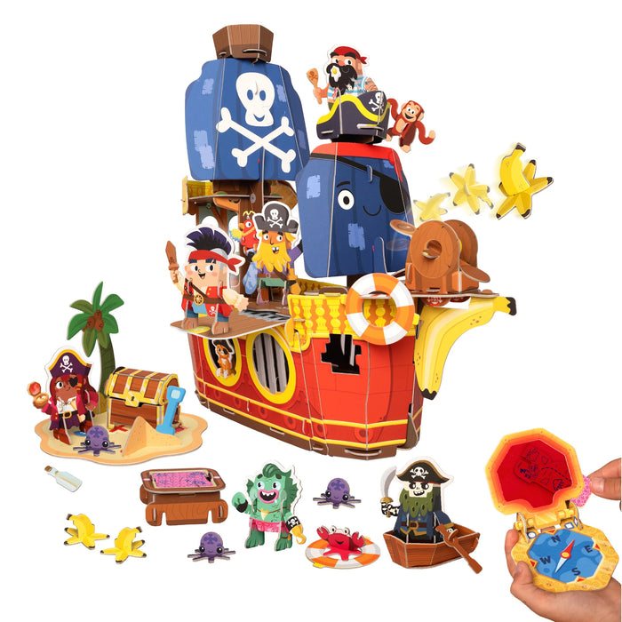 Buildable Pirate Ship Toy for Boys 4 5 6 7 year old Eco Friendly Sustainable Toys