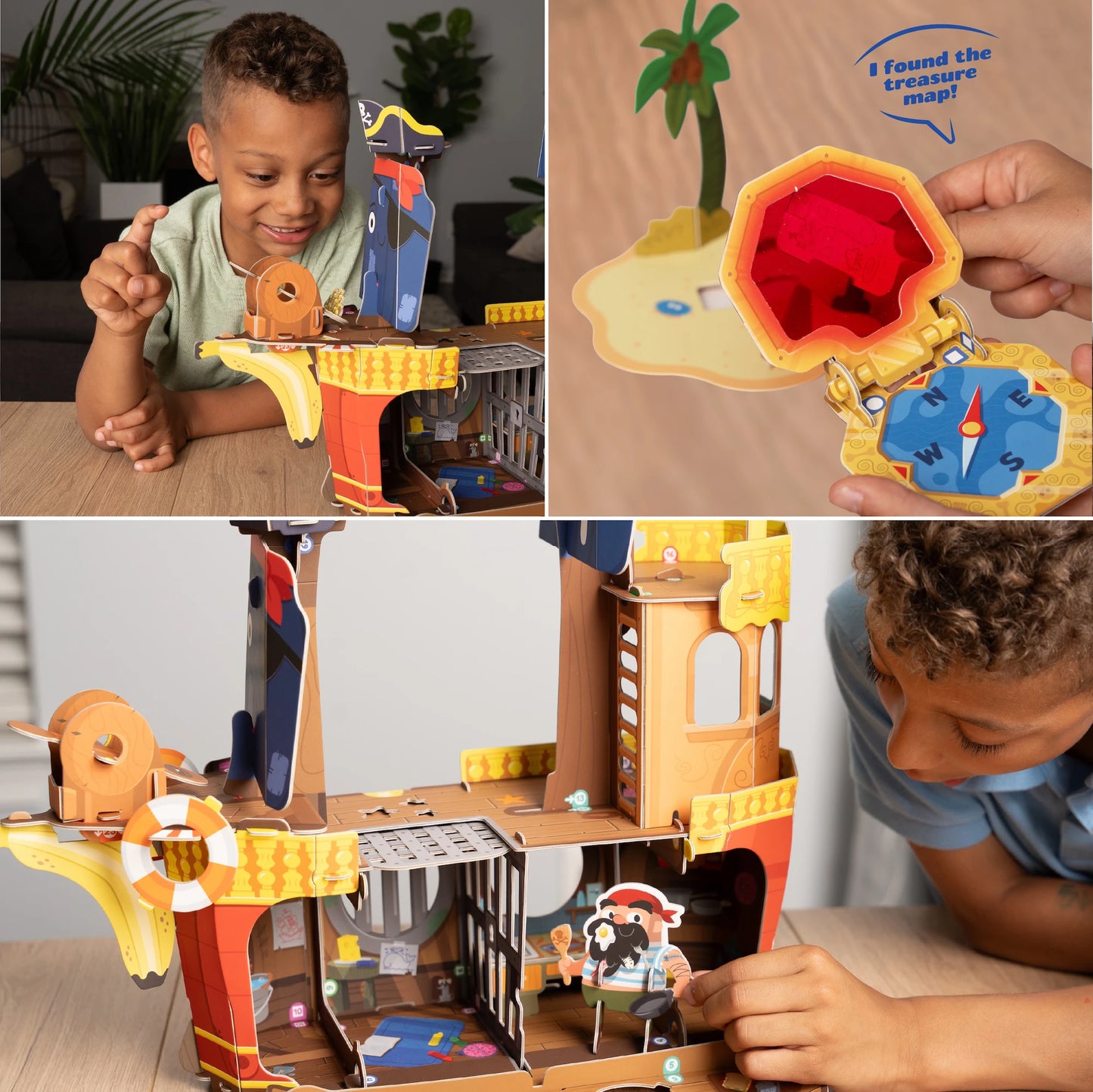 Screen Free Pretend Play with Pirate Ship Buildable Toy