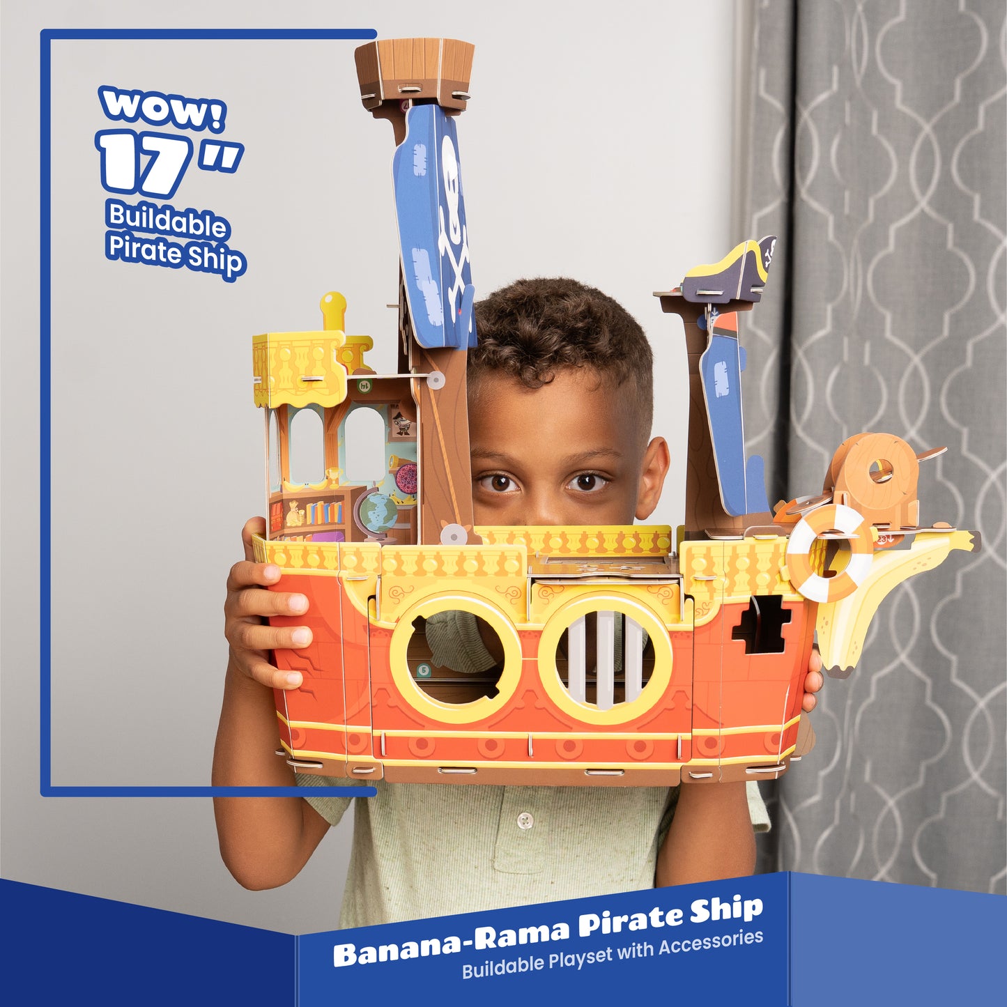 17 inch tall buildable pirate ship playset for boys