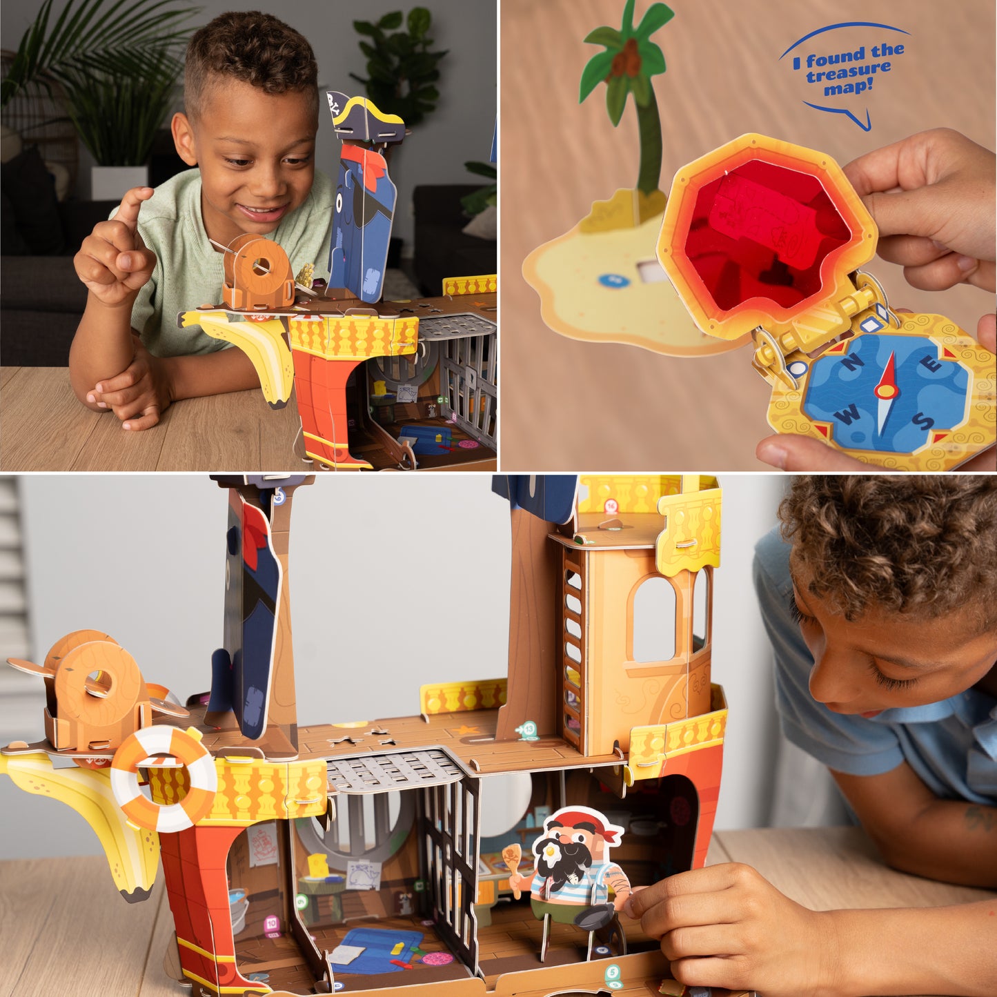 Screen Free Pretend Play with Pirate Ship Buildable Toy